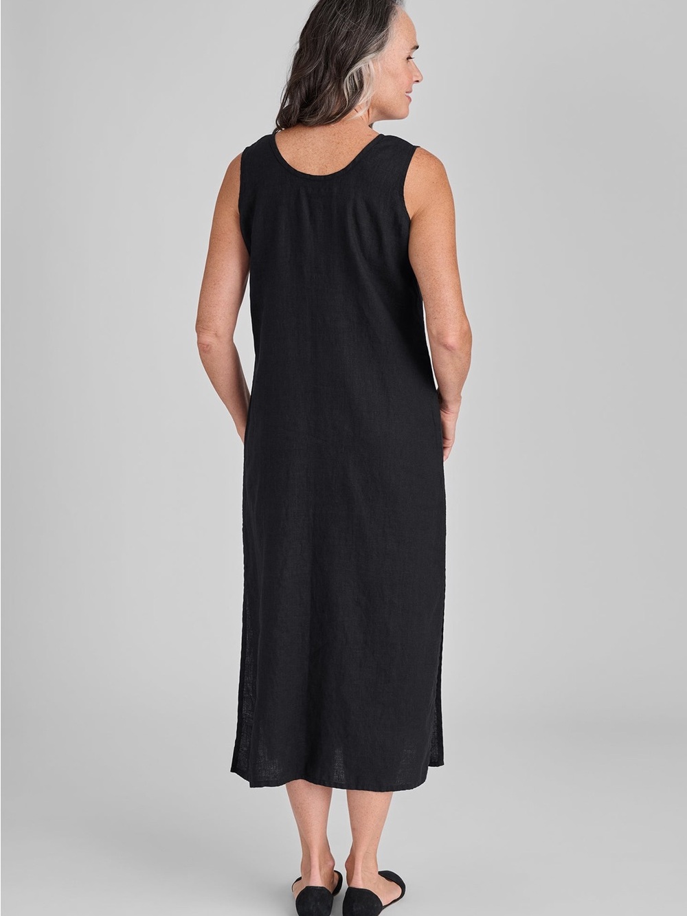 Flax Black Linen Maxi Slip Dress
